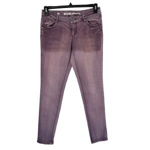 Mossimo SZ 28 Skinny Jeans Low-Rise Whiskered Zip-Fly Stretch Purple Wash Women
